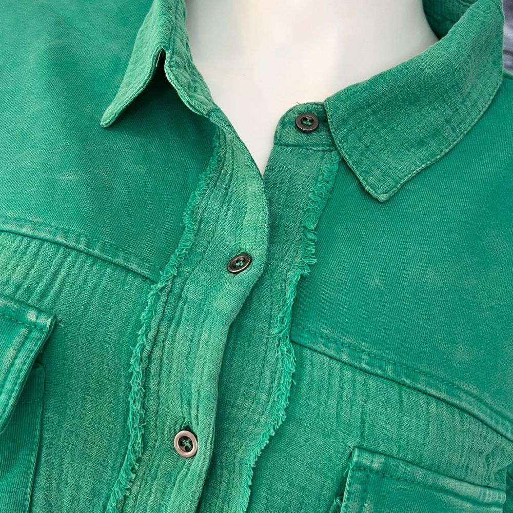 FANTASTIC FAWN oversized green button front top S M L - Picture 5 of 12